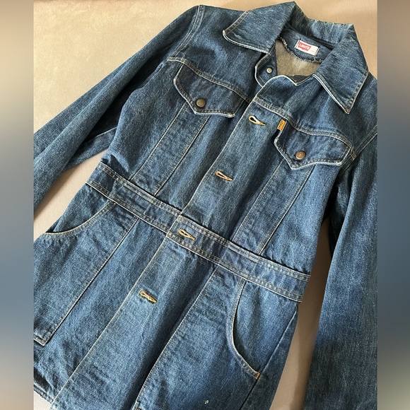Vintage Levi’s orange tab denim jacket long vintage 1970’s -80s dark wash - Picture 1 of 16
